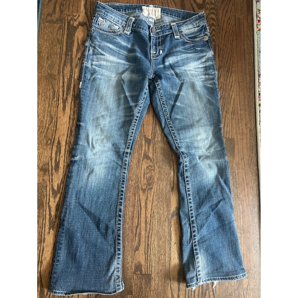 Big Star Maddie Bootcut Jeans Blue 28R Thick Stitch Embroidered Pocket Y2K Denim